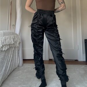 Maniere De Voir Black Satin Track Pants